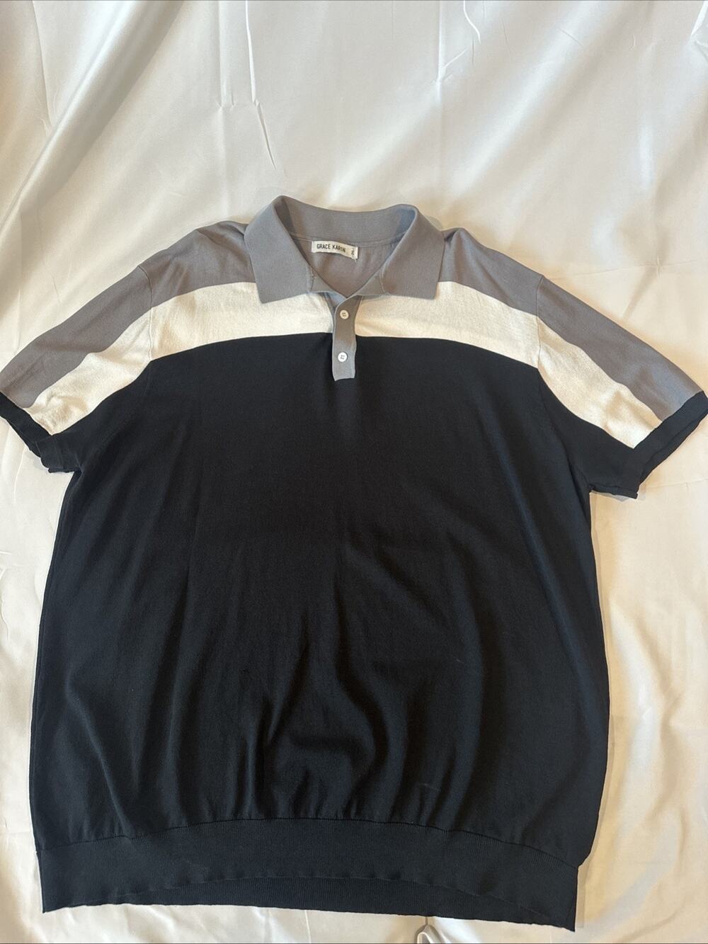 Grace Karin Golf Polo Size 2XL Gray, Off White And Black
